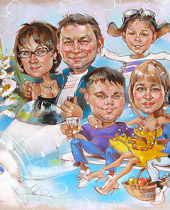 Шаржи для семьи на заказ
